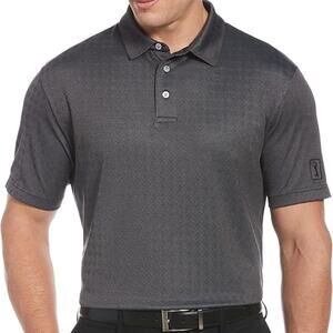 PGA TOUR Men's Diamond Mosaic-Print Polo‎ Shirt Grey Black Size XXL